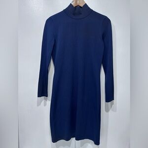 Lauren  Ralph Lauren Classic Navy Bodycon Mock‎ Neck Long Sleeve Dress – Size L